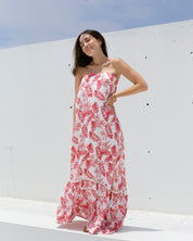 Maxi Vestido Strapless Print Hojas
