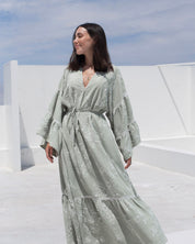 Maxi Vestido Caftán Verde Salvia